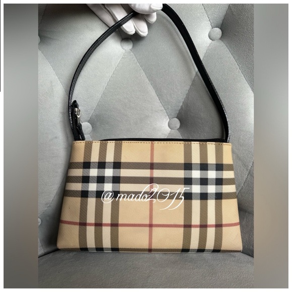 Burberry Beige Coated Canvas Pochette Authentic - Picture 11 of 15